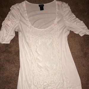 Ladies large embroidered white cute shirt!